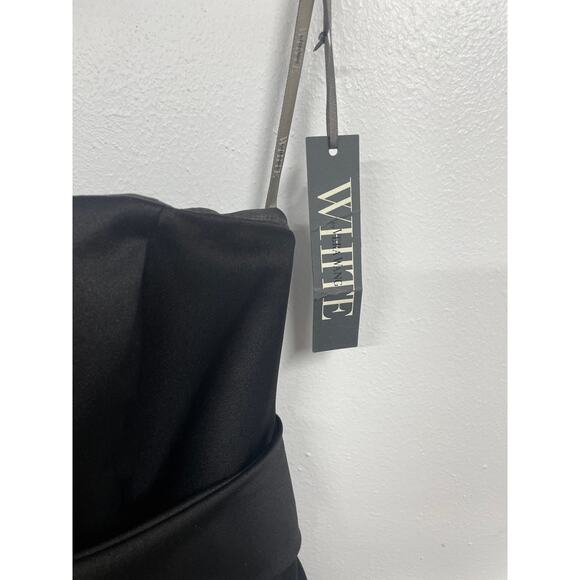 NWT White by Vera Wang SZ 0 Black Strapless Peplum Full Length Formal Gown NEW - Picture 5 of 15